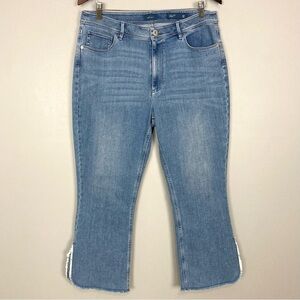 J. Jill High Rise Cropped Jeans Women’s Size 12 Slit Hem Frayed High Rise Boho